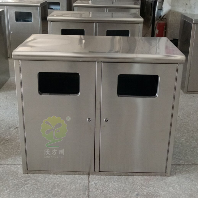 簡潔雙分類不銹鋼垃圾箱 簡潔雙分類不銹鋼垃圾箱