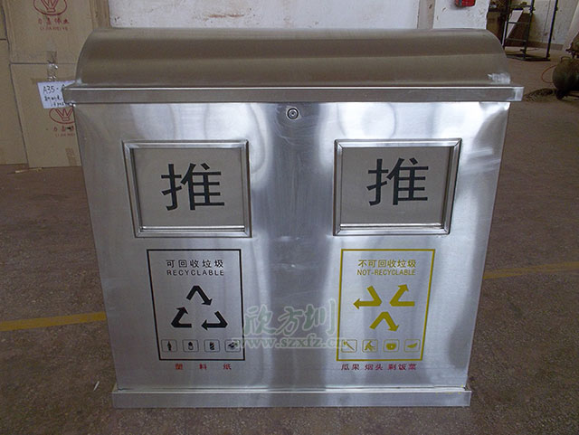 不銹鋼推蓋分類(lèi)垃圾桶圖片 不銹鋼推蓋分類(lèi)垃圾桶圖片