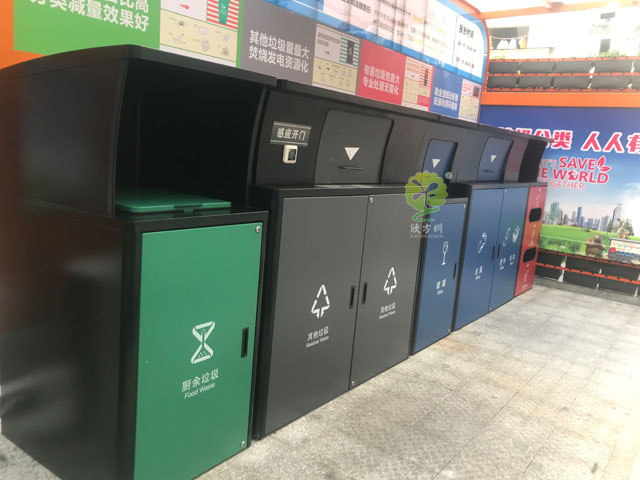 深圳坑梓垃圾分類投放點不銹鋼垃圾分類亭