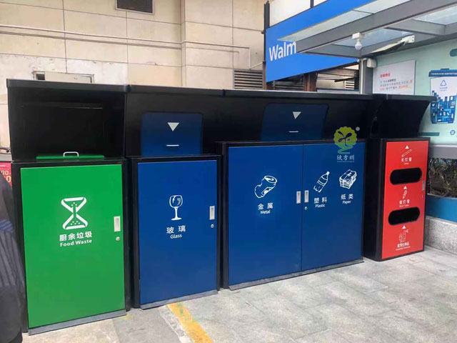 深圳寶安社區(qū)垃圾分類亭定時(shí)定點(diǎn)不銹鋼密閉大垃圾箱